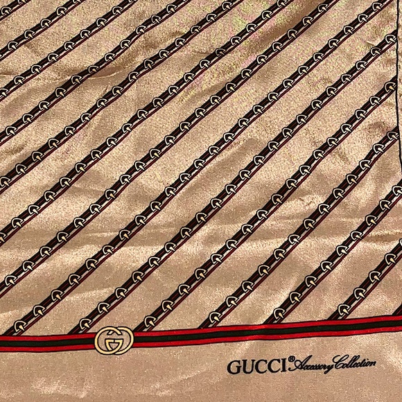 Authentic Vintage Gucci Rare Silk GG Web Horsebit Oversized Scarf - Picture 9 of 11